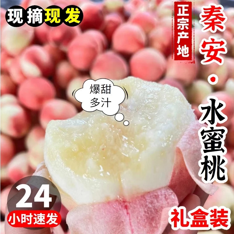 正宗秦安水蜜桃爆汁现摘甘肃天水水蜜桃北京七号新鲜桃子京东包邮