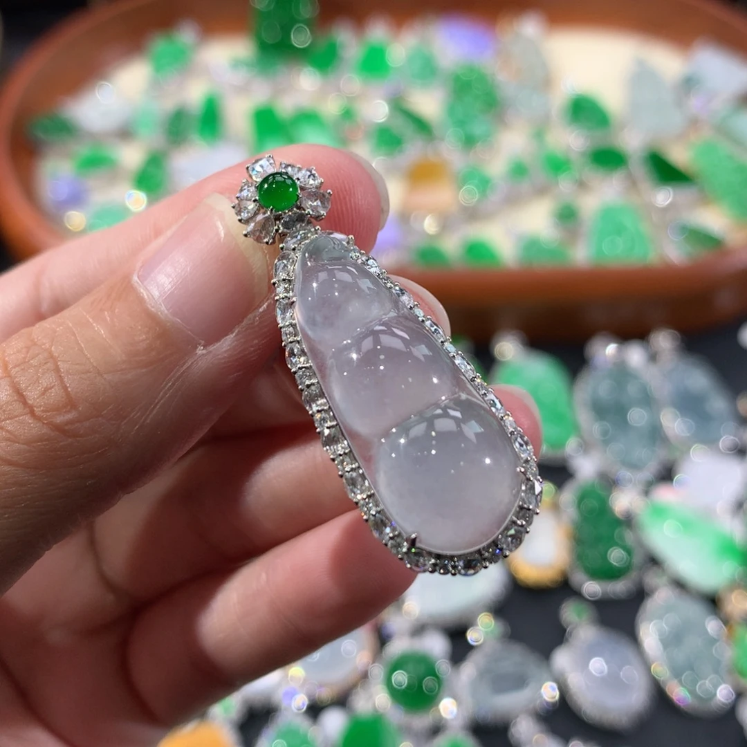 翡翠18K金镶嵌吊坠(不含链)