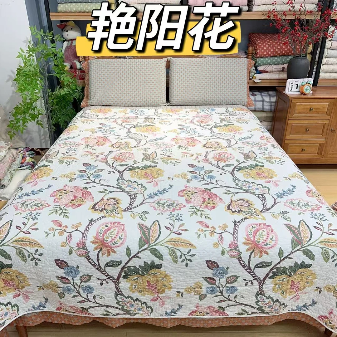 出口外贸时尚纯棉大床盖单件尺寸