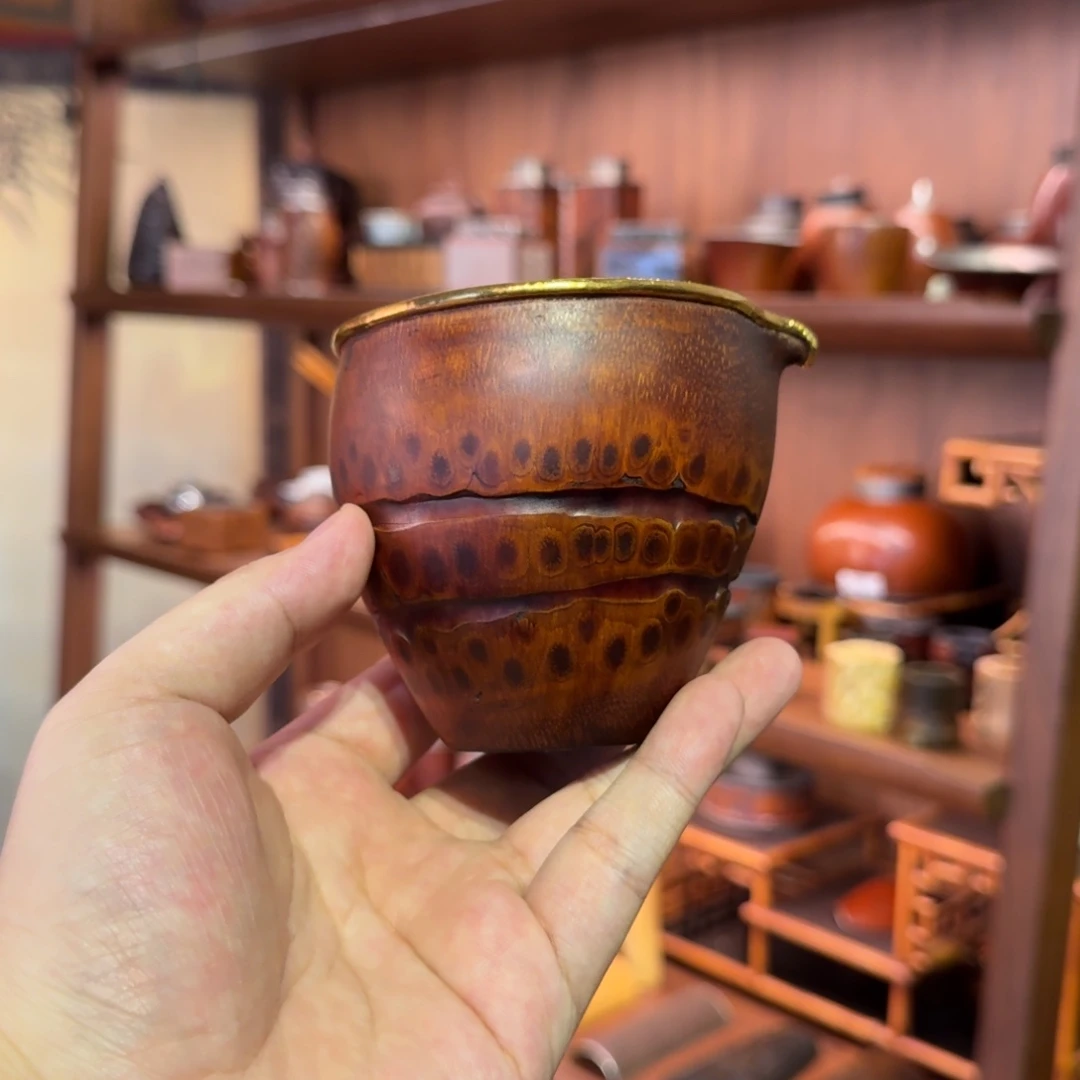 .***茶一出竹够竹根包金公道杯