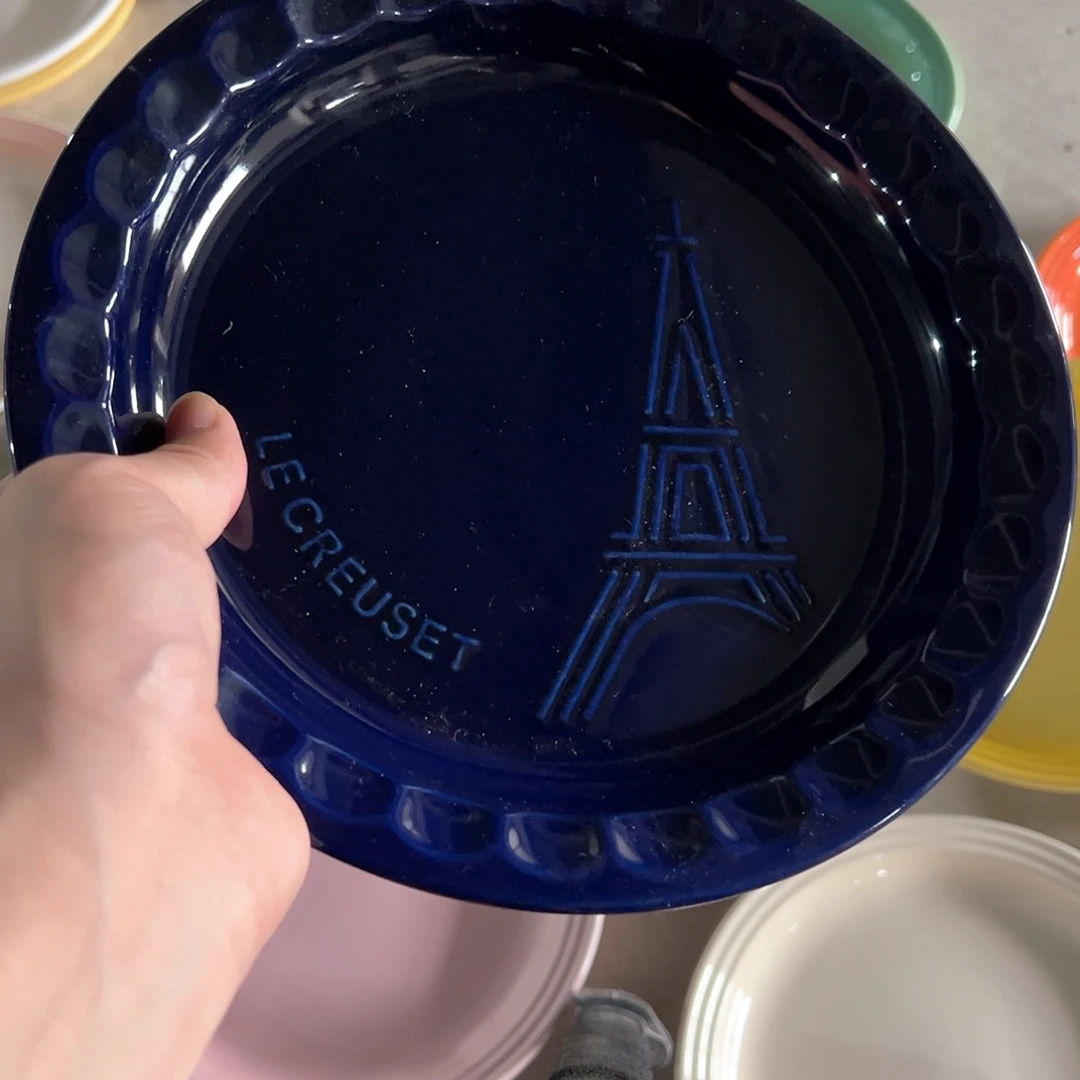 陶瓷 铁塔浅盘 宝蓝色