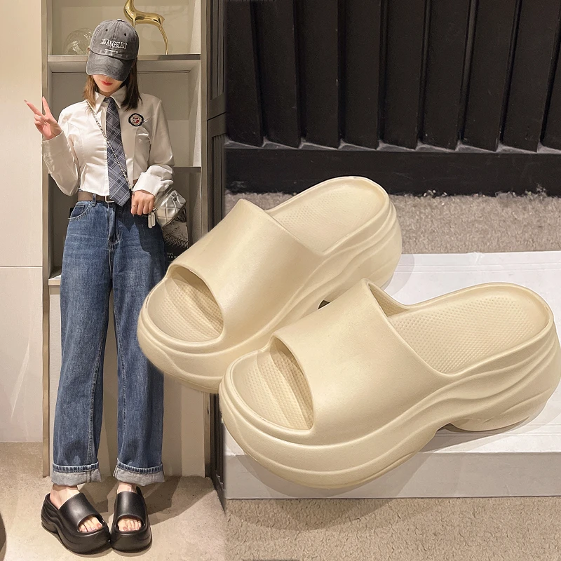 2025新款时尚简约厚底凉拖鞋女夏季舒适防滑增高外穿居家轻便拖鞋