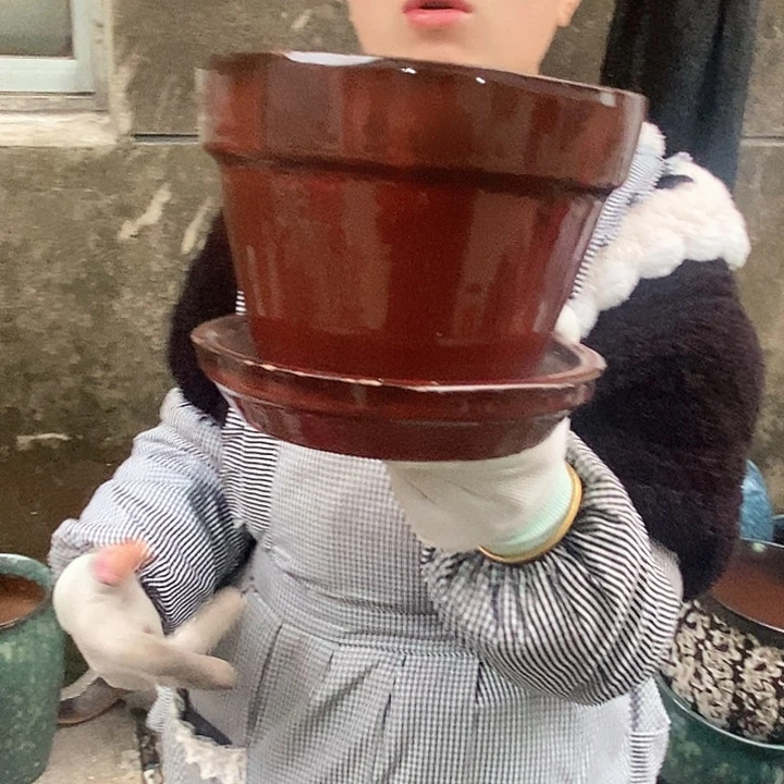 紫砂花盆瑕疵口17高14