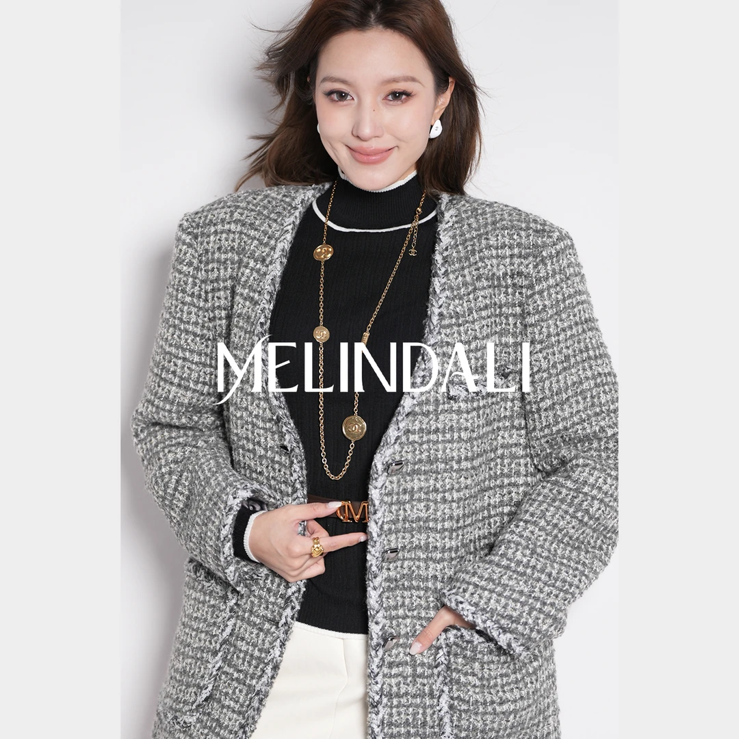 Melinda Li 【方糖】别致金葱手工织带粗花呢小香风经典高定外套