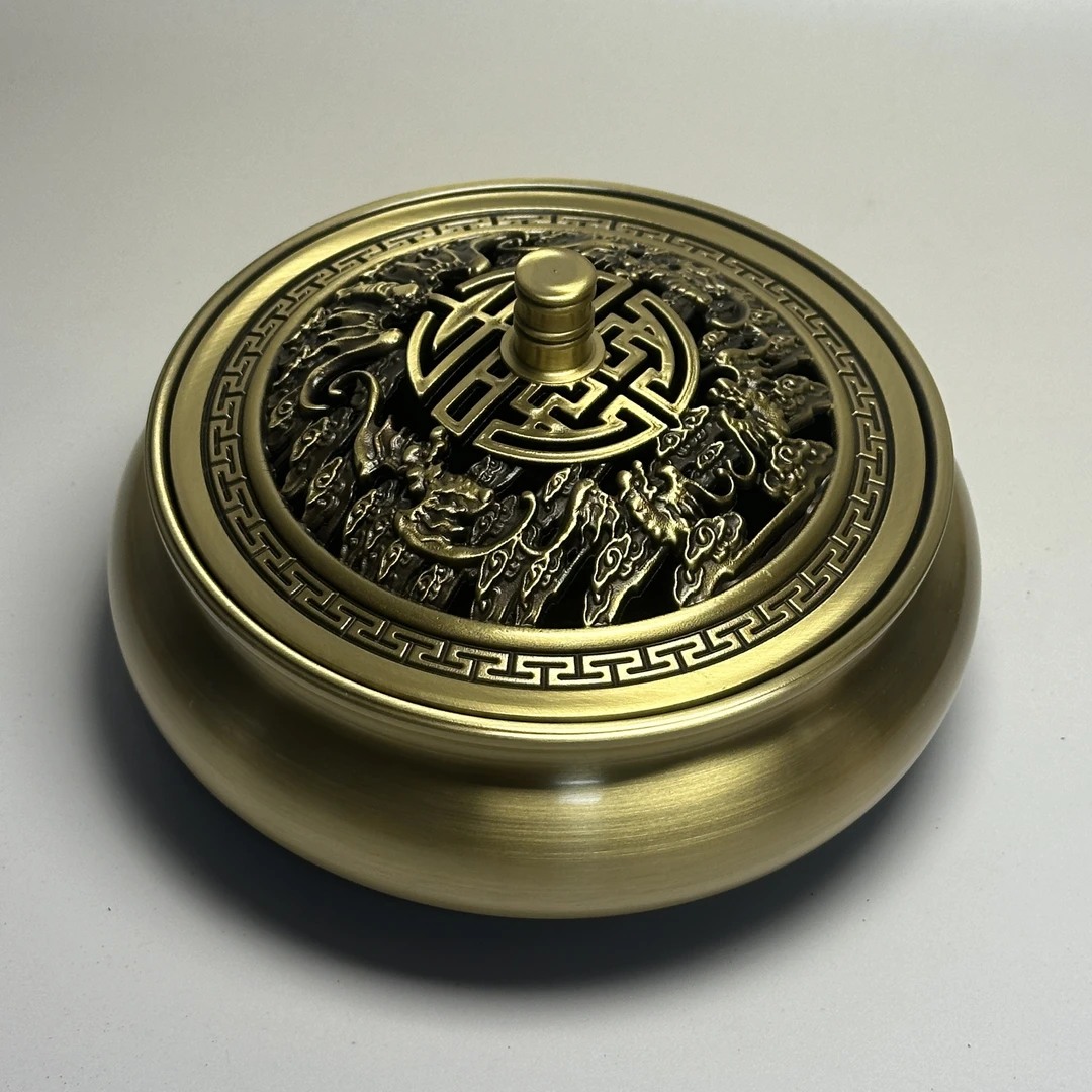 红铜色特大号福临门黄铜熏香香炉12cm香篆香薰炉檀香