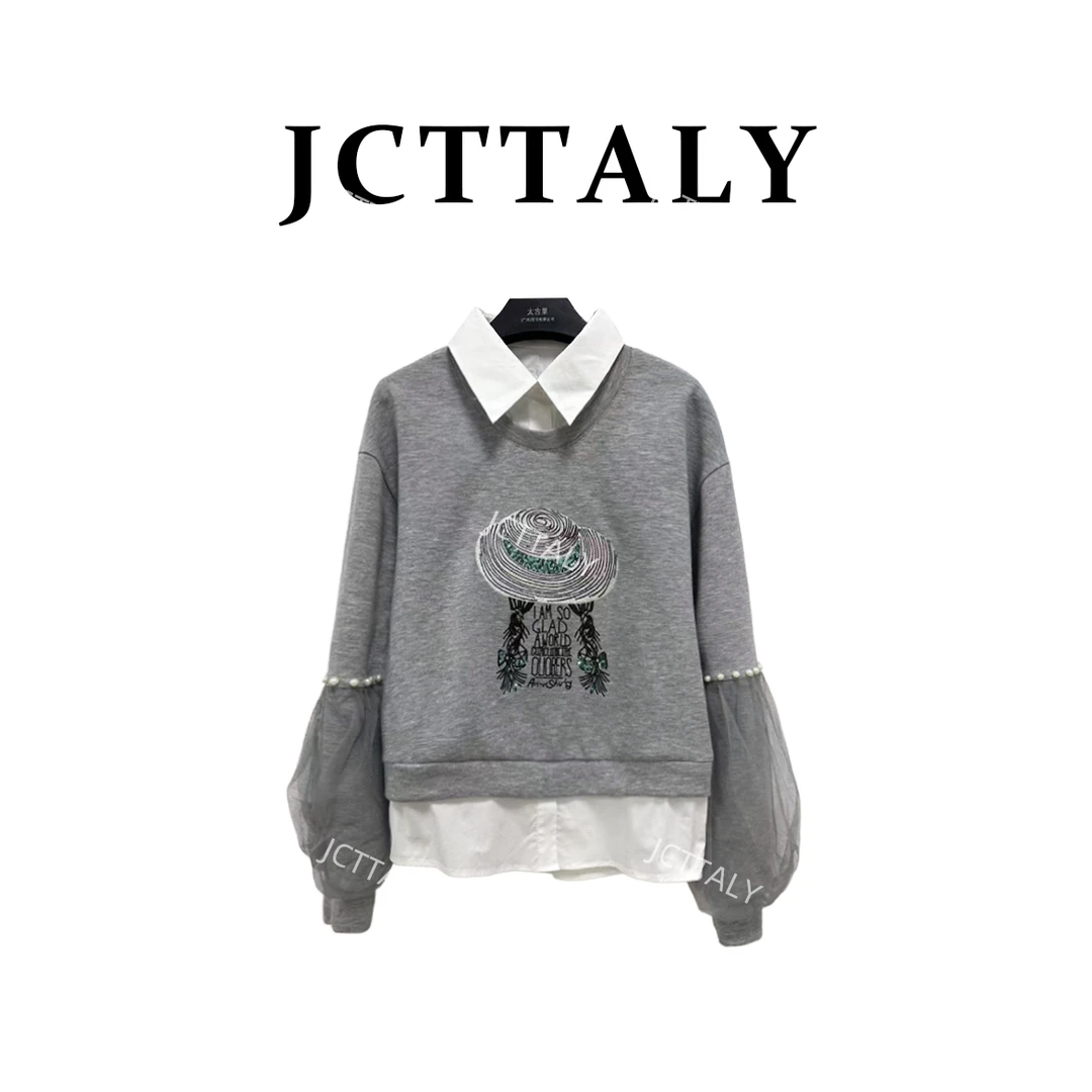 【宠粉价】秋季上新设计师款假两件草帽女孩长袖卫衣 NH-Q0434