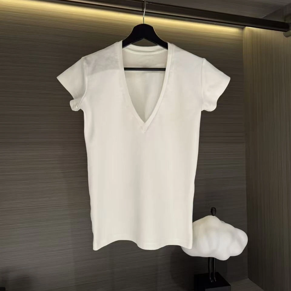 2025新款深V领百搭T桖体恤