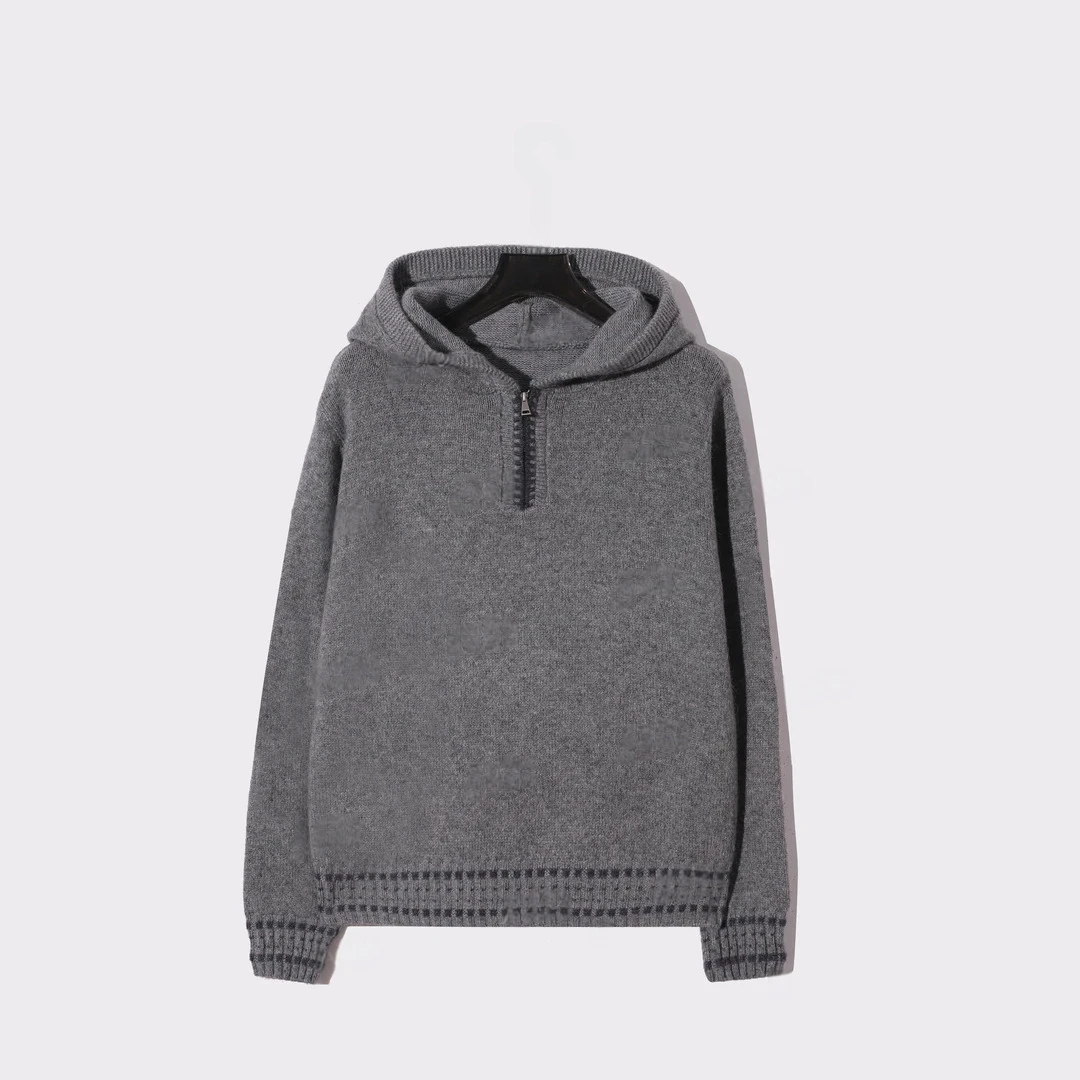 宽松型老钱风衫休闲撞色带帽厚款毛衣小众女装韩系氛围感百搭上衣