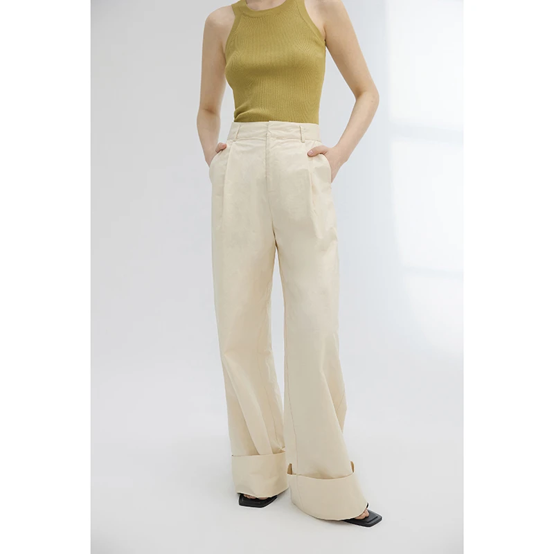 piece by piece高腰裤子女日系宽松直筒阔腿裤夏日休闲裤女夏