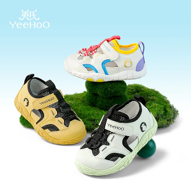 英氏童鞋儿童运动凉鞋夏季新款防滑男童鞋包头宝宝鞋软底女童鞋子