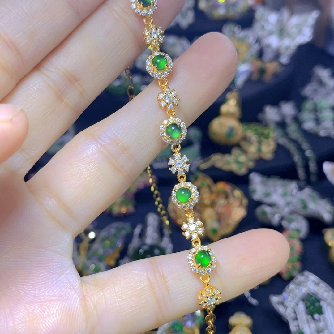 翡翠银S925镶嵌吊坠(不含链)天然翡翠
