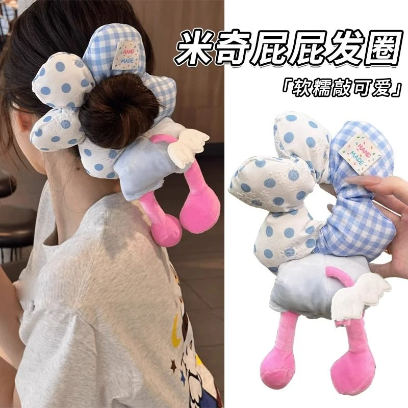 超好看的米奇波点屁屁大肠发圈女立体充棉高弹力马尾发绳丸子头绳