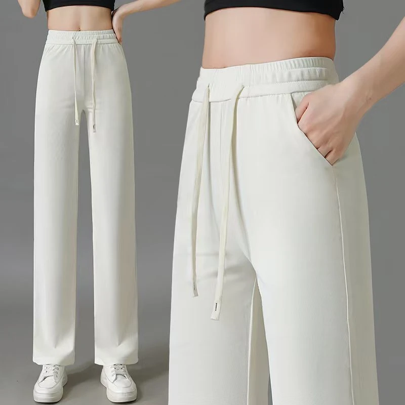 爆款夏季女裤夏季高腰薄款裤子百塔宽松直筒休闲显瘦垂感长款气质