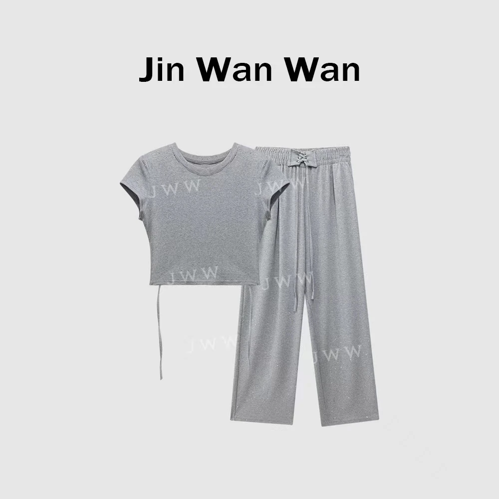 【恋爱魔法】带钻后绑带两件套  上衣+阔腿裤