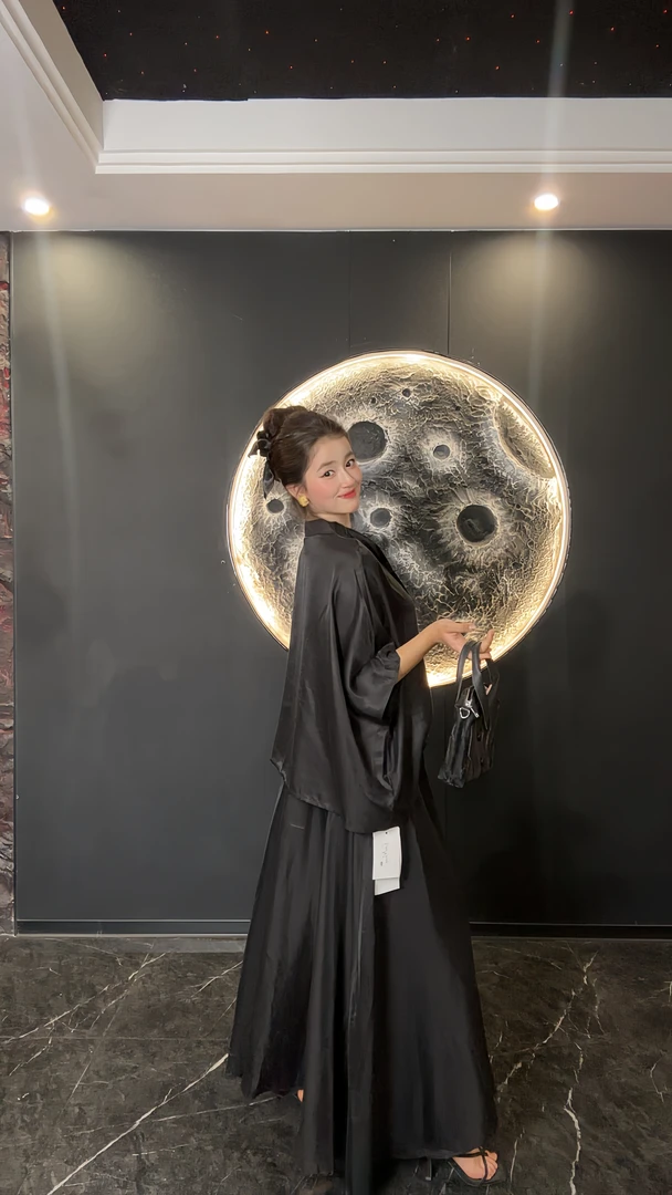 黑色大甩袖香云纱上衣复古中式风格彰显独特气质