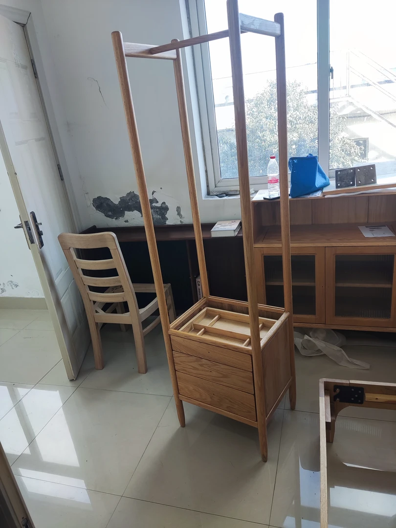 孤品微瑕北美红橡实木玄关客厅衣帽架