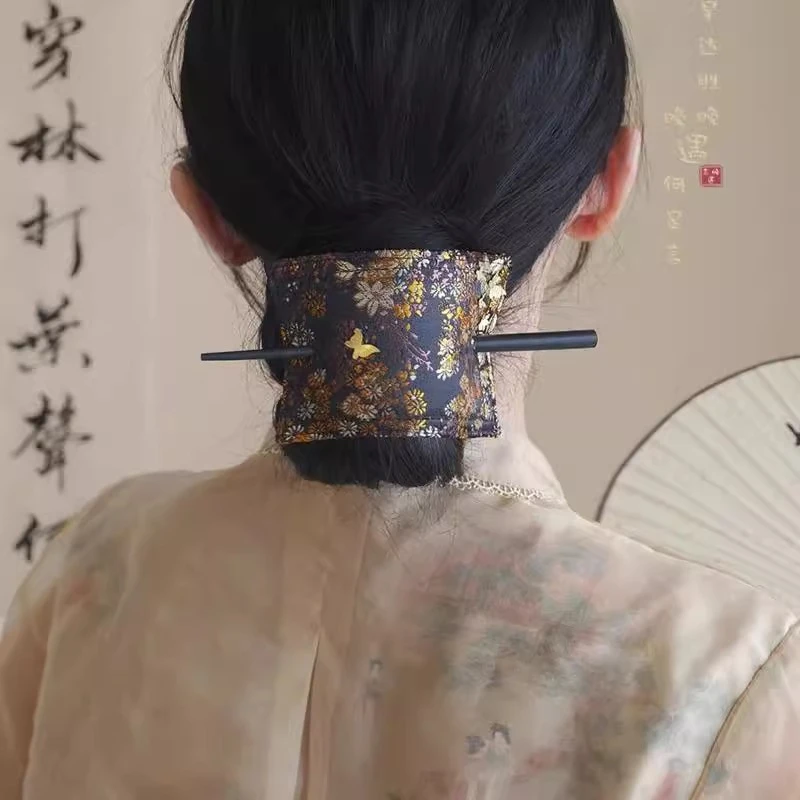 民族风手工刺绣布艺发簪女高级感发钗新中式古风国风旗袍发饰品