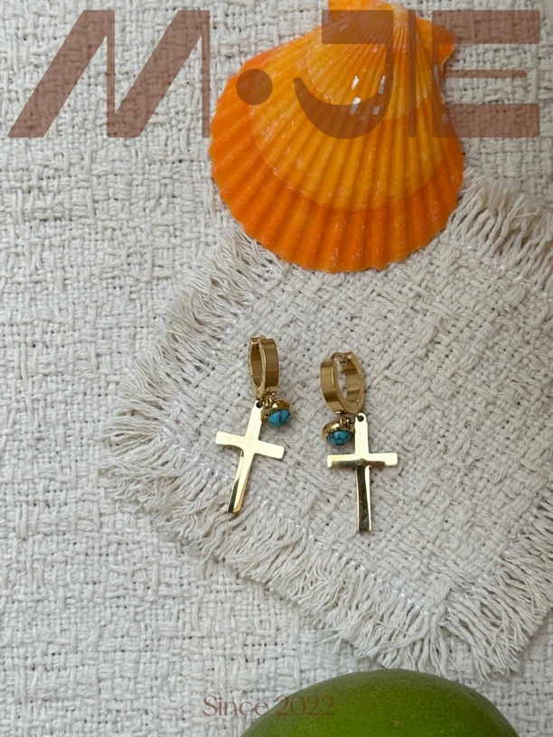 钛钢耳饰 『十字架松松耳扣』时尚百搭小众休闲