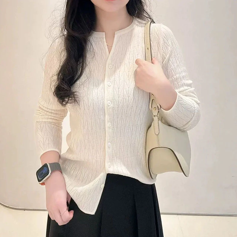 小禾纯原100%细支巴兰素羊毛针织开衫折纸感提花肌理