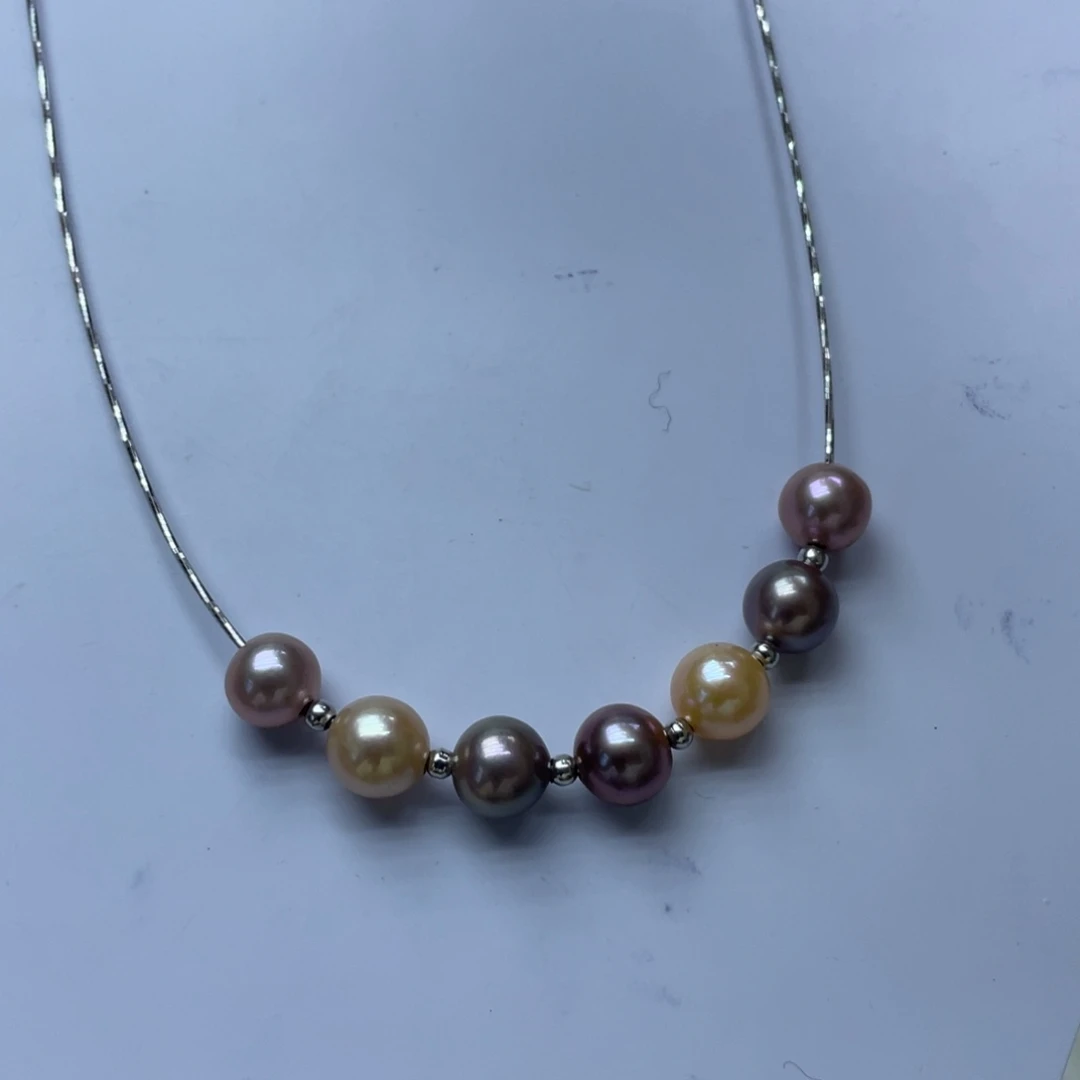 银S925镶嵌淡水珍珠颈饰