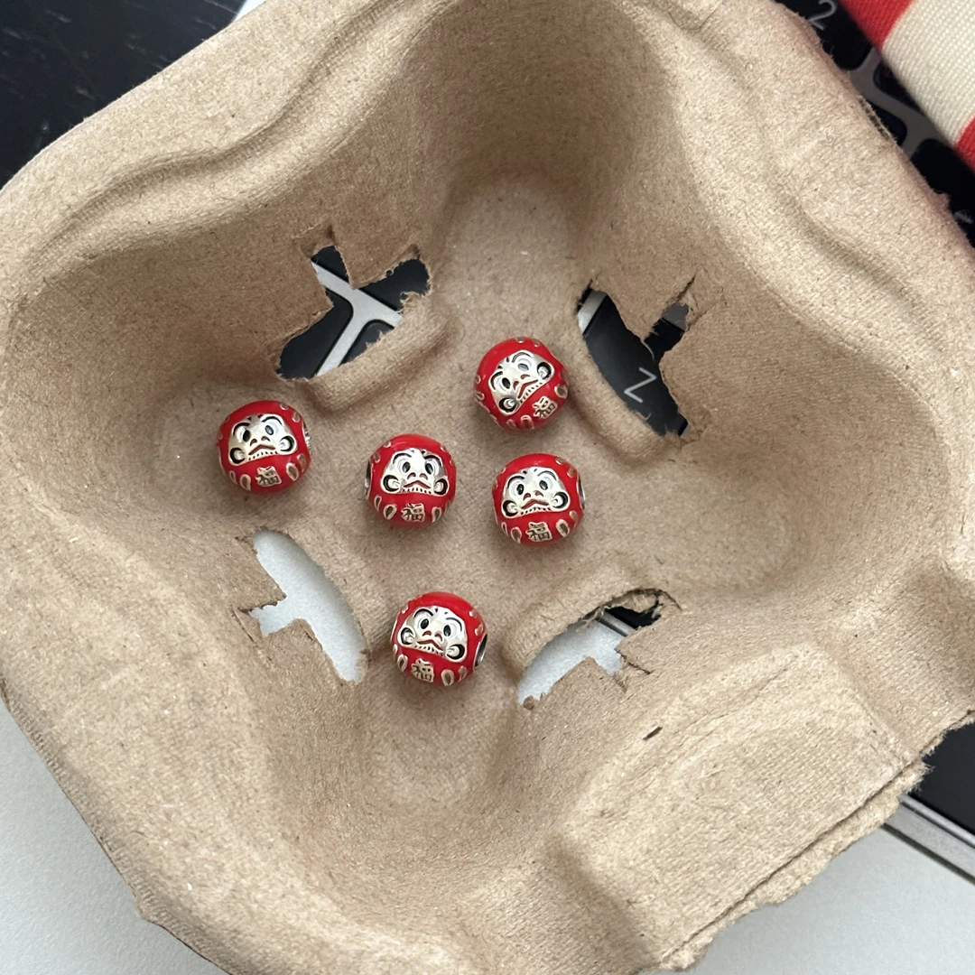 吊坠925银 原创设计简约百搭气质女复古达摩蛋串珠吊坠 3735