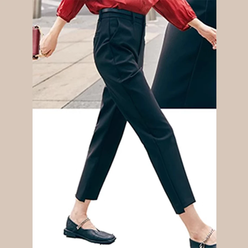 36984【N系列】黑色通勤烟管长裤C23Q2K5280