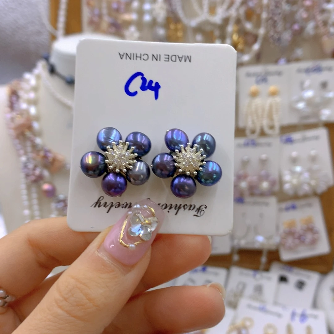 淡水珍珠耳饰银S925镶嵌