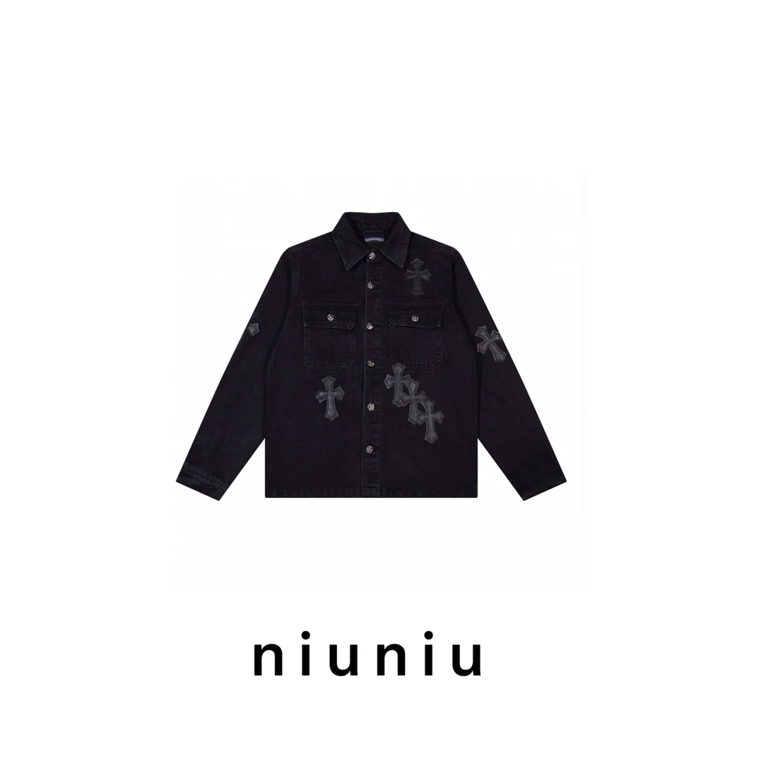 niuniu妞妞/『潮牌外套』秋冬重工薄款水洗复古韩版烫钻牛仔外套女