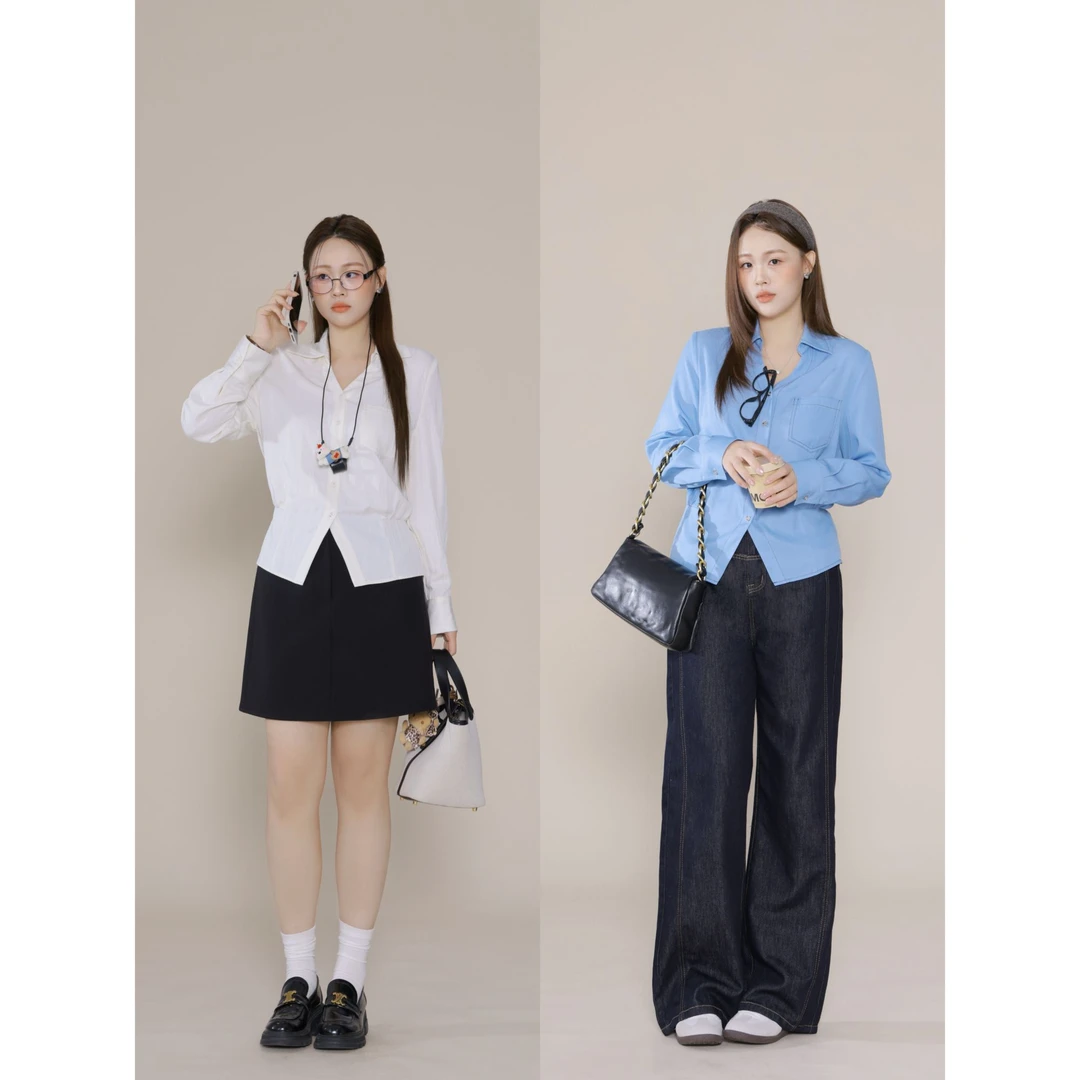 现货大婉酱千千微胖定制【高智达人】法式设计感衬衫通勤长袖9845X