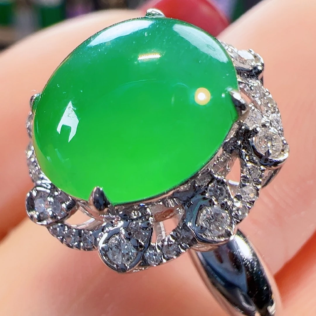 翡翠18K金镶嵌戒指签收后24小时鉴赏期