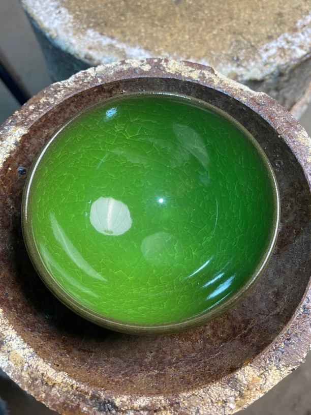 【闪购商品】翠绿冰裂敛口主人杯