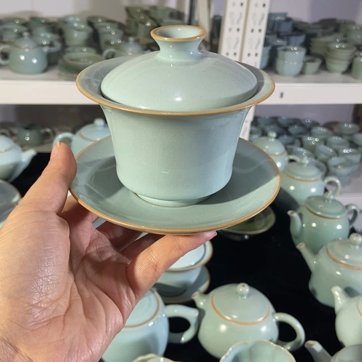 瓷片R****F微瑕全手工马蹄盖碗，简装