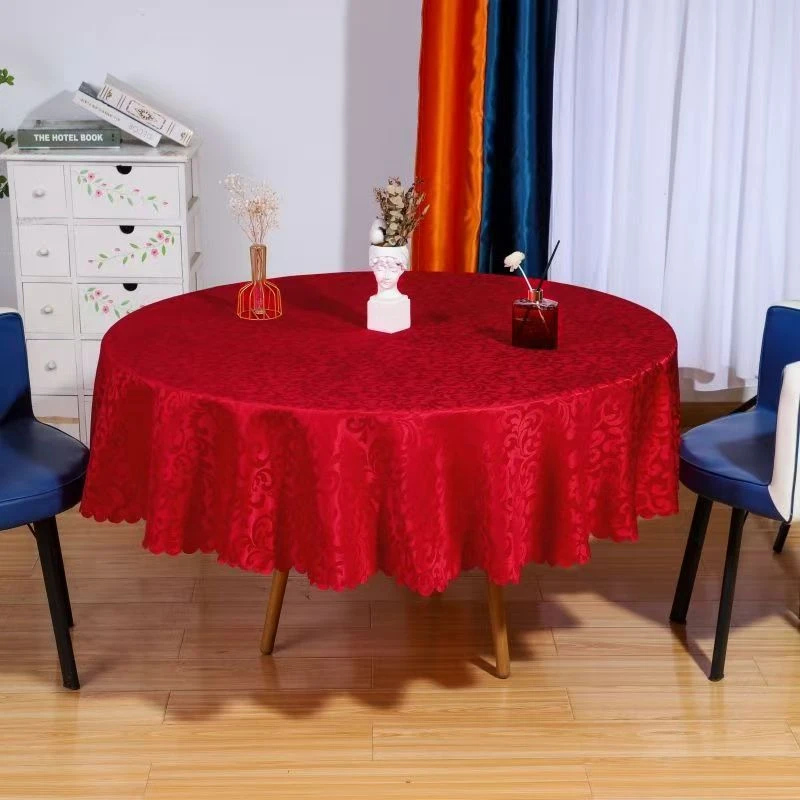 加厚布艺酒店餐厅家用大圆桌桌布高端桌套大气圆形高档餐桌