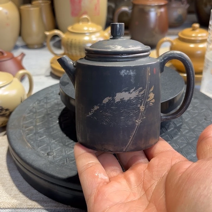 壶建水紫泥手磨作品壶