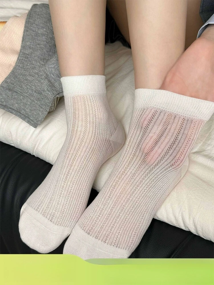 白色袜子女夏季薄款镂空网眼透气短袜2025新款棉袜短筒袜夏天