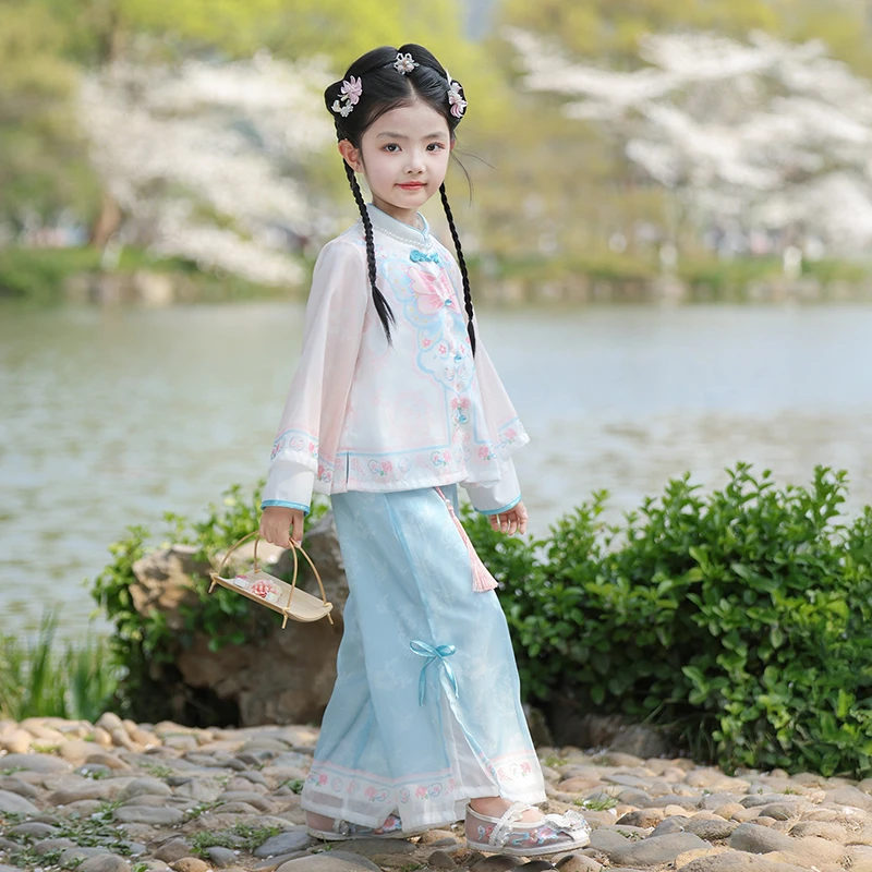 【花蝶影】2025新中式古风套装儿童春秋中国风女孩中秋节服装唐装