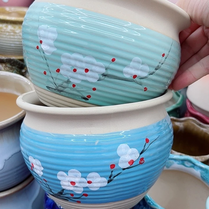 多肉绿植陶瓷花盆9.9包邮，有孔