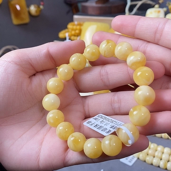 琥珀未镶嵌裸石手串