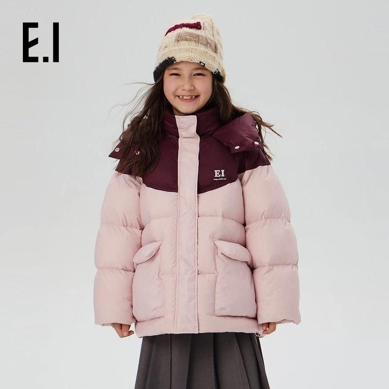 高充绒女童连帽冬装新款韩版拼色保暖外套D8244650909