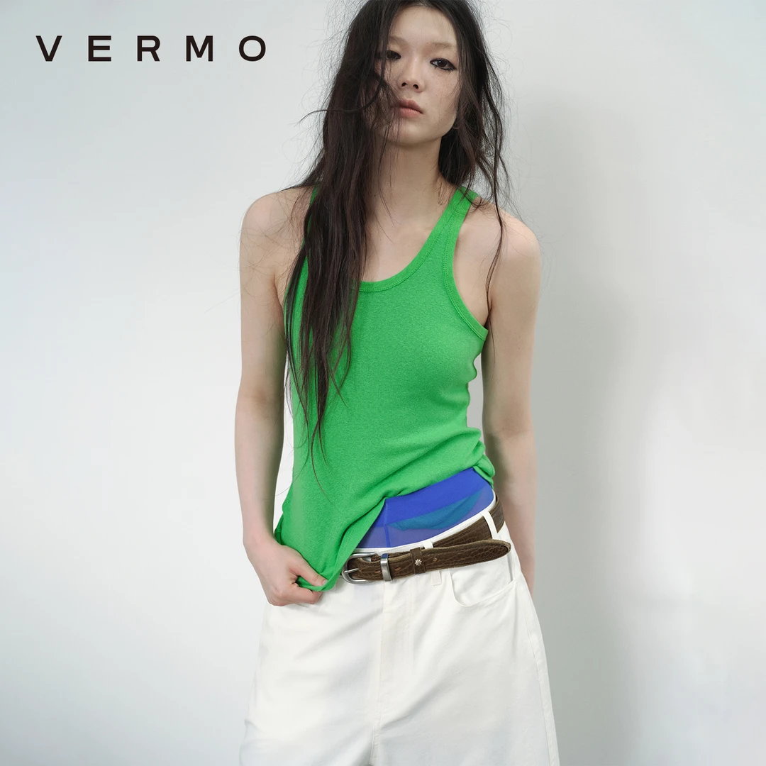 VERMO 好舒适好透气的弹力螺纹雪花棉轻薄背心8917