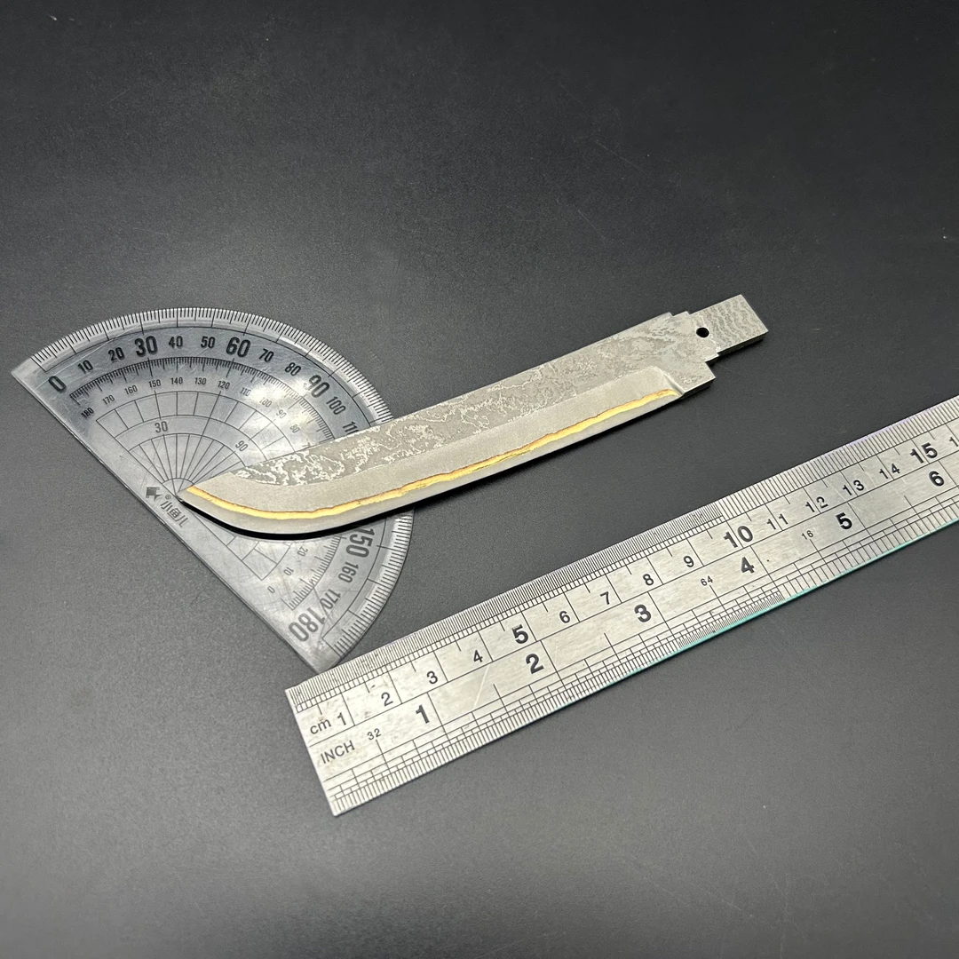 大马士革钢夹黄铜紫铜 刀胚 水果刀