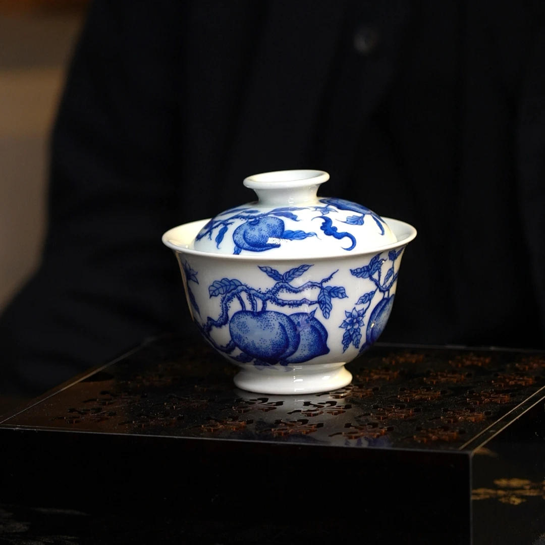 LXT红丰窑红丰雅玩系列 五桃盖碗ch0252