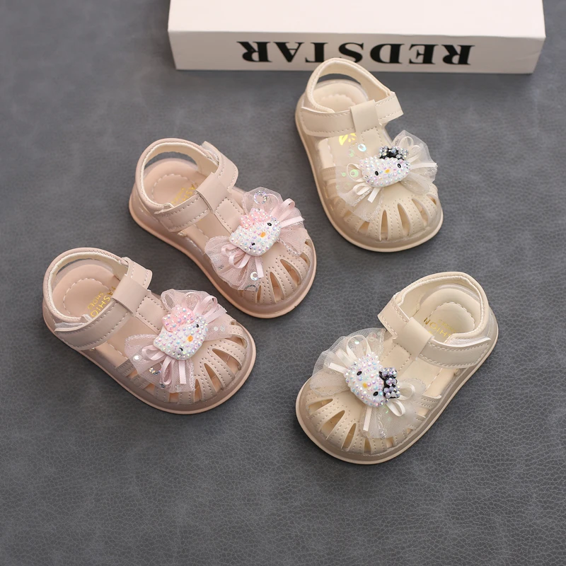 夏季女童凉鞋1-3岁女宝宝公主鞋婴幼儿软底包头学步鞋