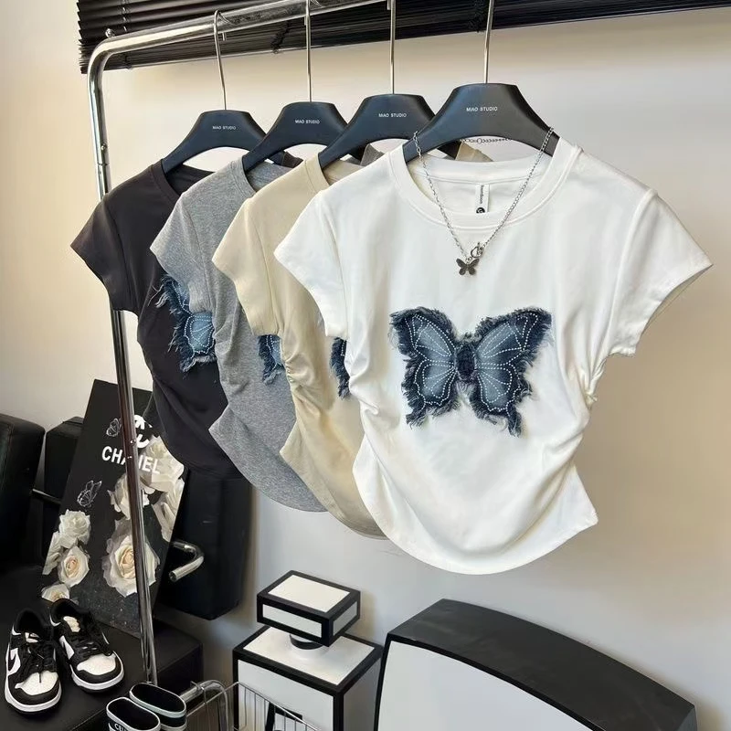 夏季新款收腰显瘦T恤百搭修身上衣短袖100