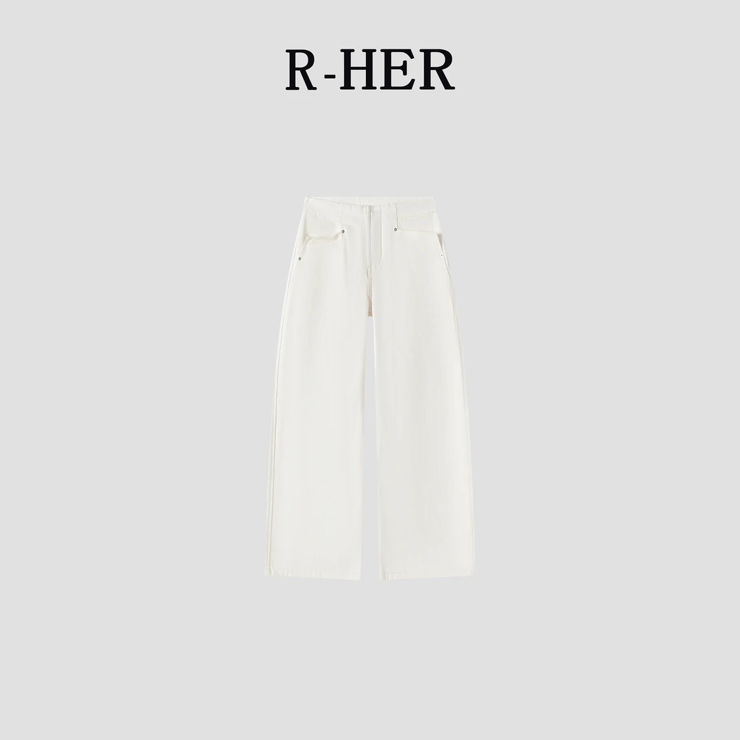 R-HER【弯弧香蕉裤】弯弧百搭高腰香蕉裤女秋季复古显瘦直筒阔腿裤