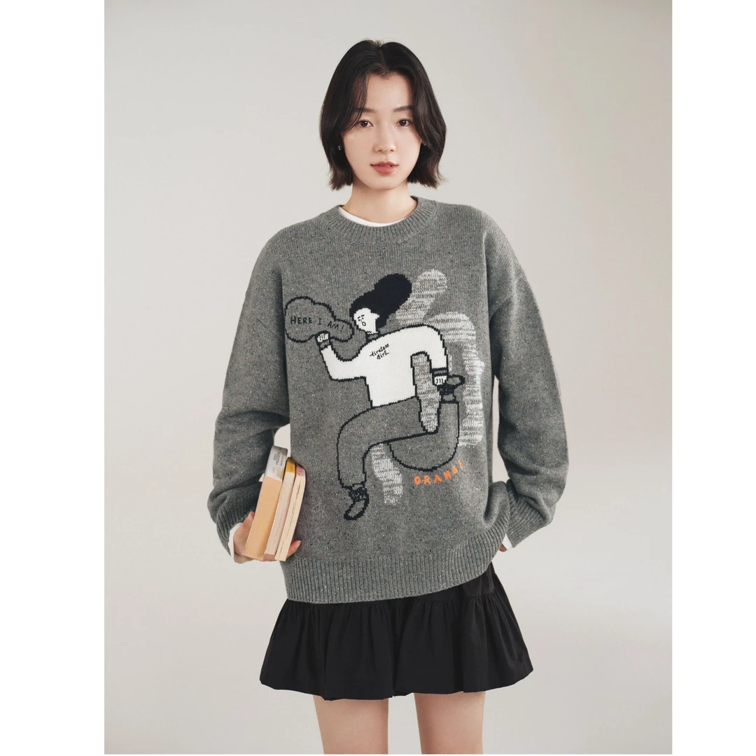 【超姐首发下腰女孩联名款】休闲慵懒风毛衫羊毛针织衫OD2ESKZN011