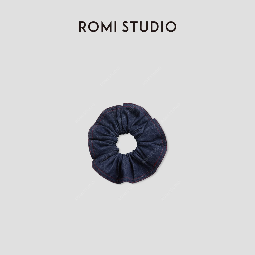 ROMI STUDIO“法式复古 ”牛仔布亲肤高弹力橡胶芯发圈 RWCAP35995