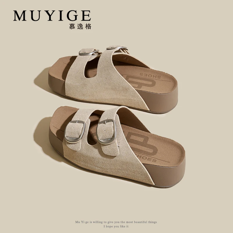 吐司厚底勃肯拖鞋女夏季外穿2025年辛苦复古博肯沙滩凉拖鞋一字拖