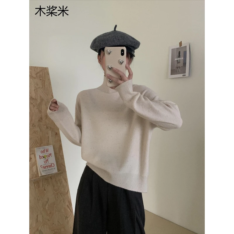 MSY100羊毛高领金豆纱长袖2025秋冬女士针织羊绒衫-8011