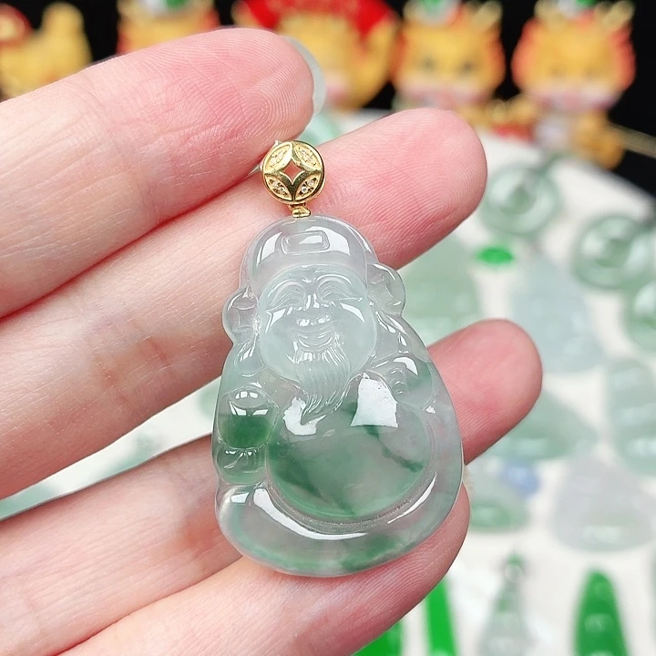 颈饰18K金镶嵌翡翠缅甸天然A货翡翠